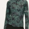 Active Panther Julia Zip Leo Top In De Kleur Groen, Dames Loopshirt Sport Training Shirt Met Lange Mouwen,