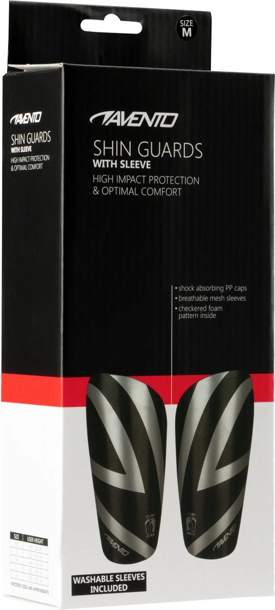 Avento Scheenbeschermers - Met Sok - Zwart/Zilver - Maat M 8 Avento Scheenbeschermers - Met Sok - Zwart/Zilver - Maat M - Afbeelding 6