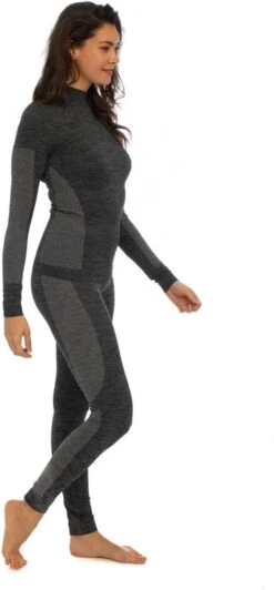 Heatkeeper Thermoset Dames Premium Techno - Thermoshirt Met Lange Mouwen En Legging - Zwart Melange - TOGwaarde 2.8 - Thermisch Isolerend Shirt En Legging - Maat M -Merkloos Winkel 557x1200 5