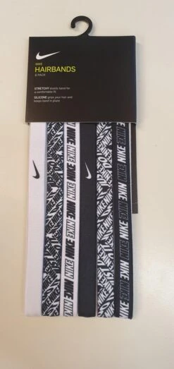 Nike Printed Elastic Hairbands 6-pack - White/Black -Merkloos Winkel 567x1200 9