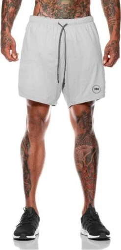 MW® Sportbroek Heren - Fitnessbroek - Sportkleding - 2 In 1 Shorts - Hardloopbroek (Grijs - L) -Merkloos Winkel 583x1200 14