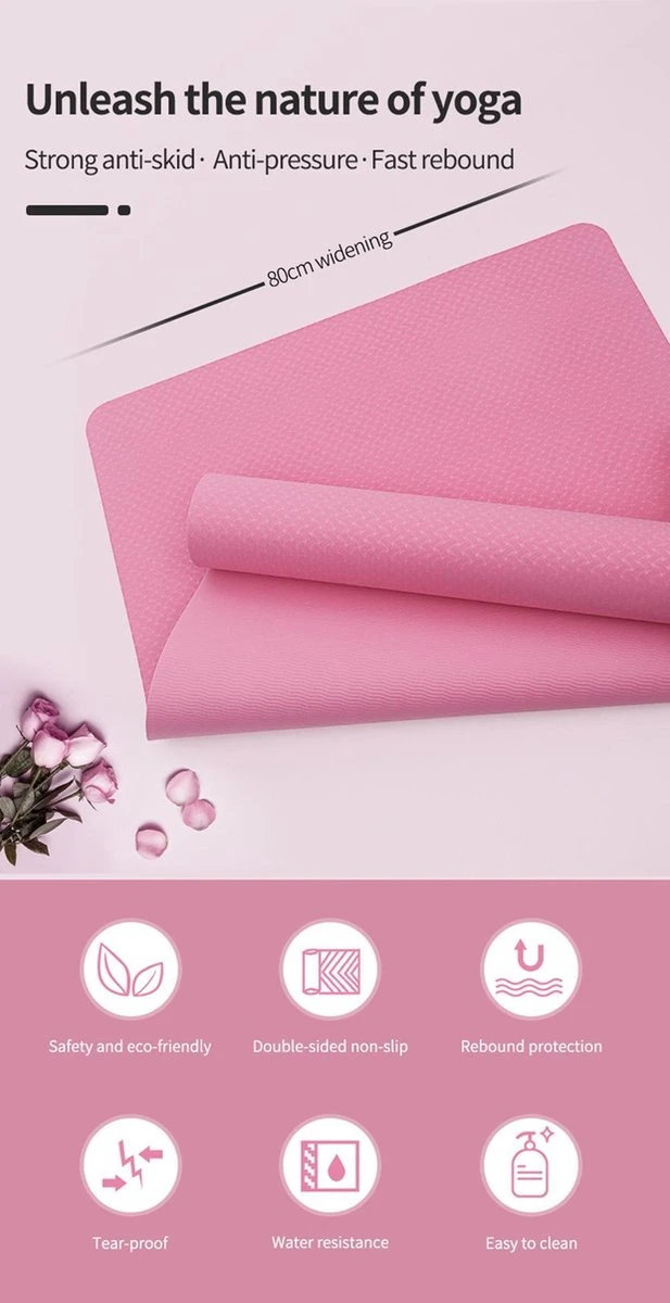 Fuegobird TPE Yoga Mat - Purper - 183 X 61 X 0.6 Cm 8 Fuegobird TPE Yoga Mat - Purper - 183 X 61 X 0.6 Cm - Afbeelding 6