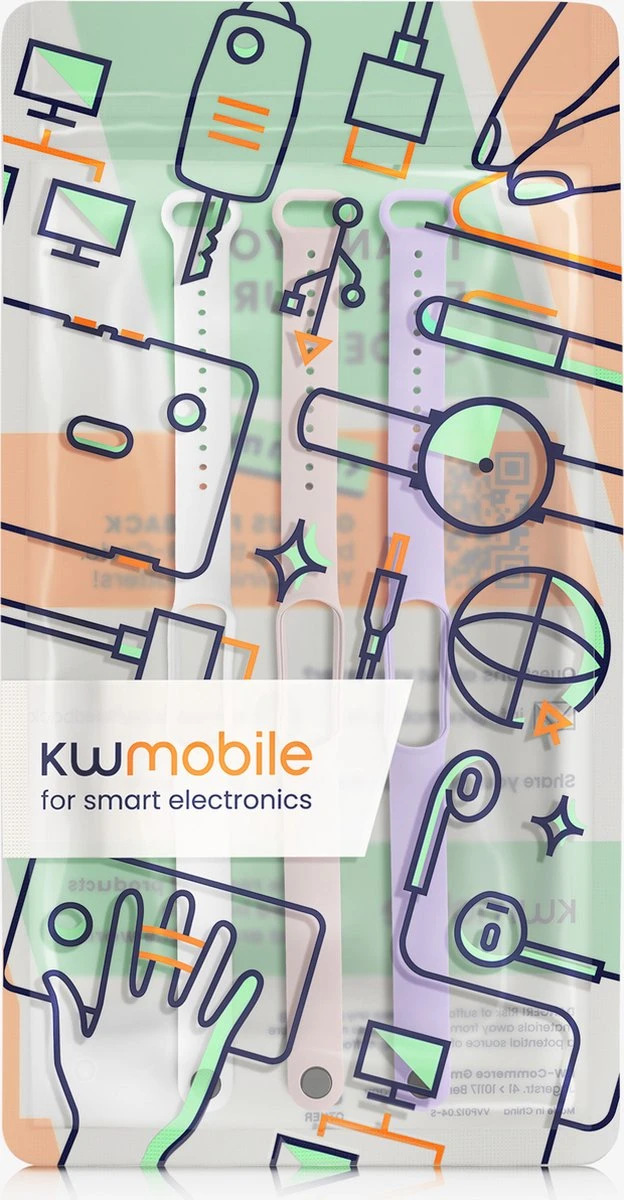 Kwmobile Horlogeband Voor Xiaomi Mi Smart Band 6 / Mi Band 6 / Band 5 - 3x Siliconen Bandje In Wit / Oudroze / Lavendel - Voor Fitnesstracker 7 Kwmobile Horlogeband Voor Xiaomi Mi Smart Band 6 / Mi Band 6 / Band 5 - 3x Siliconen Bandje In Wit / Oudroze / Lavendel - Voor Fitnesstracker - Afbeelding 5