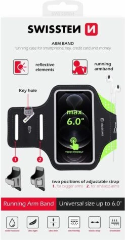 Swissten Hardloop Telefoonhouder - Waterdichte Hardloopband - Geschikt Voor O.a. IPhone 7/7 Plus/8/8 Plus/X/XS/SE/11 Pro/12 Mini/13 Mini En Diverse Samsung Smartphones - T/m 6 Inch - Groen -Merkloos Winkel 627x1200 13