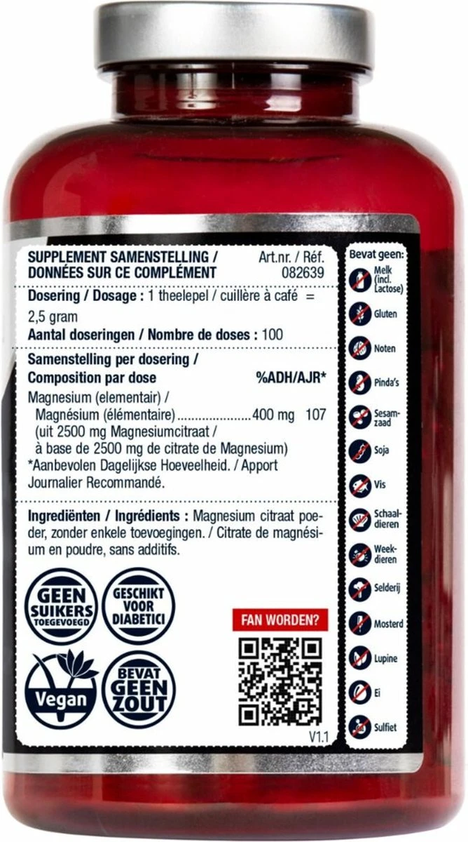 Lucovitaal - Magnesium - 400mg Citraat Poeder - 250 Gr - 100 Doseringen 5 Lucovitaal - Magnesium - 400mg Citraat Poeder - 250 Gr - 100 Doseringen - Afbeelding 3