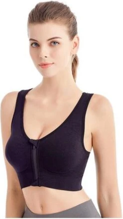 New Age Devi - Sportbeha Met Voorsluiting - Sport BH - Verstelbaar - Zwart - M - Let Op! Valt Klein, Bestel Een Maat Groter.