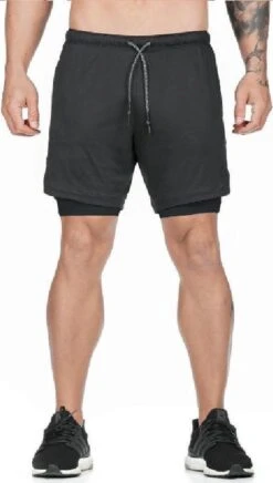 Merkloos 2 In 1 Short Sportbroek Met Mobiel Zak Heren - Zwart - Maat XL (Valt Klein) -Merkloos Winkel 680x1200 6