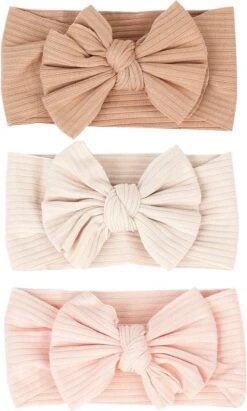 Baby Haarbandjes Met Strik (0-1 Jaar) - Bruin Creme Roze