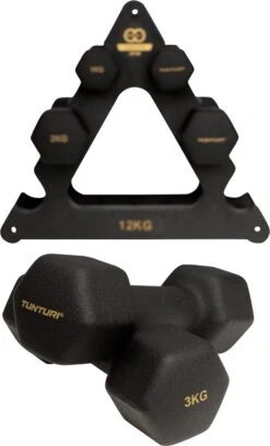 Tunturi Gewichten Centuri - Halterset - Dumbbell Set - Neopreen Dummbbells - 1 T/m 3kg - 3 Paar - Incl. Gratis Fitness App -Merkloos Winkel 727x1200 4
