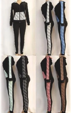 Dames Trainingspak / Tracksuit / Joggingpak | Sport Kleding | Zwart/cappuccino | Maat S