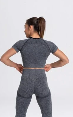 Mives® Sportlegging En Top - Yoga-outfit - Fitness Set - Scrunch Butt - Dames Legging - Sportkleding - Fashion Legging - Broeken - Gym Sports - Legging Fitness Wear - High Waist - GRIJS - Maat M - KORTE MOUWEN -Merkloos Winkel 756x1200 4