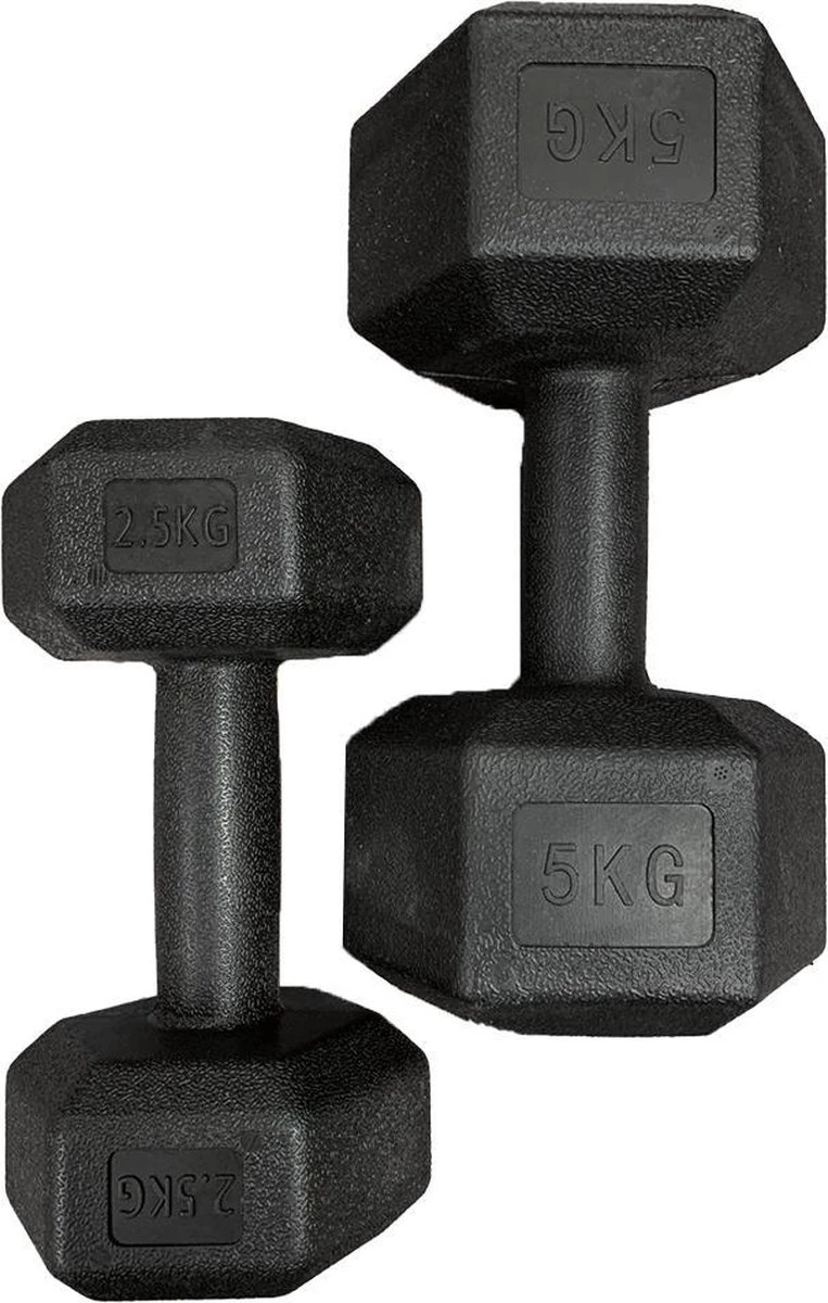 Merkloos Dumbbells Set - Fitness Set Van 2x 5kg - Zwart 8 Merkloos Dumbbells Set - Fitness Set Van 2x 5kg - Zwart - Afbeelding 6