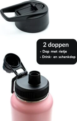 Bidon - Pastel Pink - 1 Liter - Extra Dop Met Rietje & Drinktuit - Bidon Met Rietje - Isoleerfles - BPA Vrij - Lekvrij - Bidon 1 Liter -Merkloos Winkel 766x1200