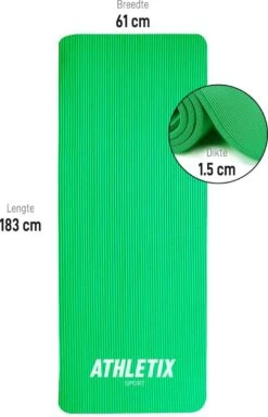 Athletix® Premium NBR Fitnessmat - Yogamat - 183 X 61 X 1.5 Cm - Met Draagriem En Draagtas - Groen 12 Athletix® Premium NBR Fitnessmat - Yogamat - 183 X 61 X 1.5 Cm - Met Draagriem En Draagtas - Groen -Merkloos Winkel 771x1200 8