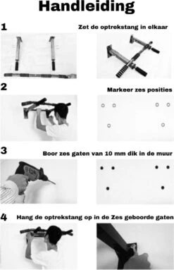 Professionele 4in1 Pull Up Bar - Pull Up Station - Fitness Optrekstang - Wandmontage - Eenvoudige Bevestiging - 150KG Draagkracht - 6 Handgrepen - Multifunctionele Ring -Merkloos Winkel 774x1200 5