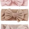 3 Stuks - Baby Meisjes Haarbandjes Met Strik (6 Mnd - 3 Jaar) - Oudroze Bruin Taupe