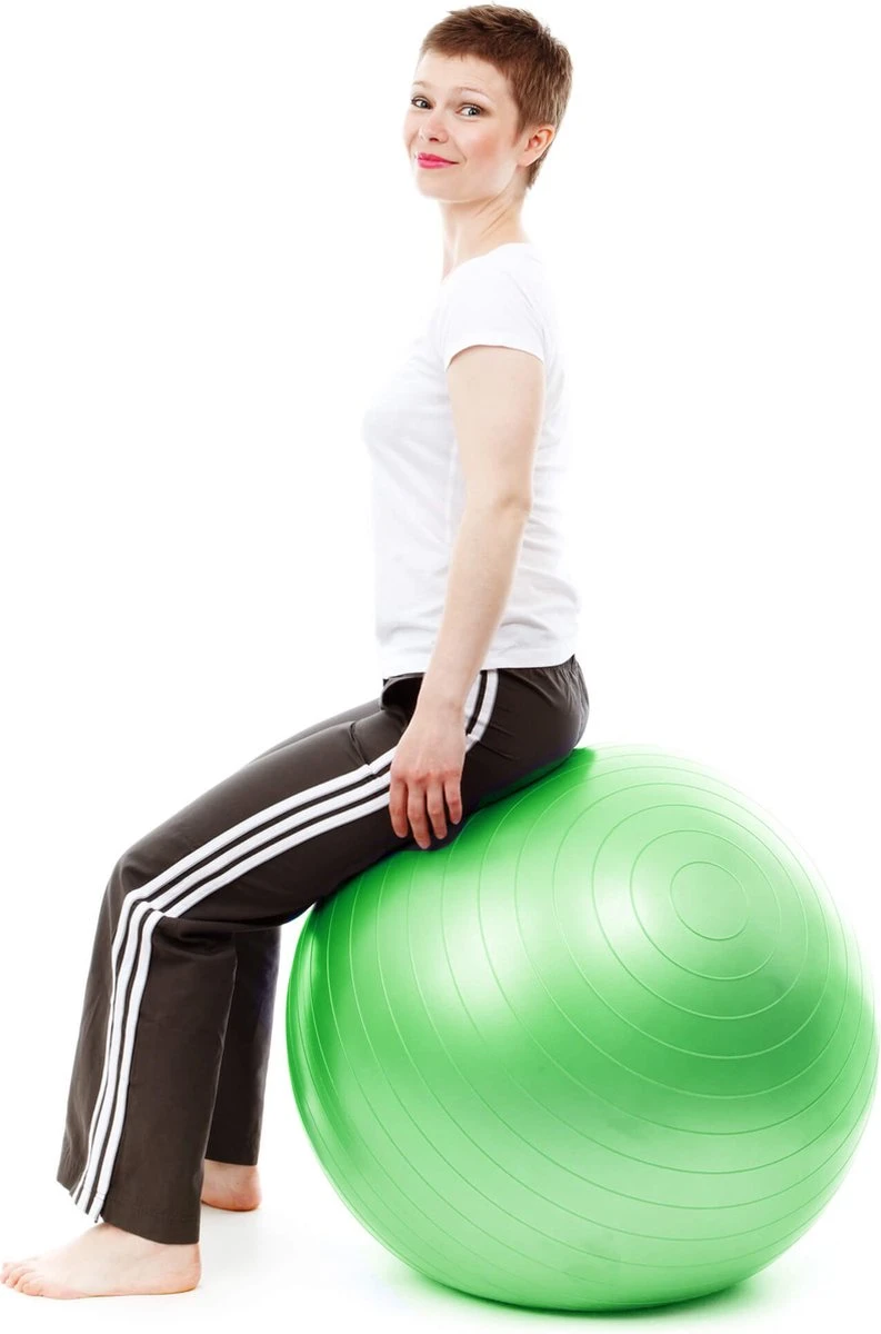 Springos Fitness Bal | Zitbal | Yoga Bal | Fitness | Groen | Inclusief Pomp | 65 Cm 7 Springos Fitness Bal | Zitbal | Yoga Bal | Fitness | Groen | Inclusief Pomp | 65 Cm - Afbeelding 5