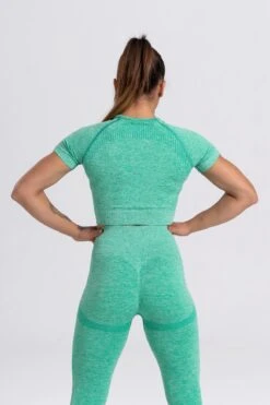 Mives® Sportlegging En Top - Yoga - Fitness Set - Scrunch Butt - Dames Legging - Sportkleding - Fashion Legging - Broeken - Gym Sports - Legging Fitness Wear - High Waist - GROEN - Maat M - KORTE MOUWEN -Merkloos Winkel 799x1200 48