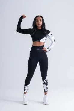 Mives® Sportlegging En Top - Yoga - Fitness Set - Scrunch Butt - Dames Legging - Sportkleding - Fashion Legging - Broeken - Gym Sports - Legging Fitness Wear - High Waist - ZWART BATIK - Maat M - LANGE MOUW -Merkloos Winkel 799x1200 54