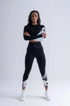 Mives® Sportlegging En Top - Yoga - Fitness Set - Scrunch Butt - Dames Legging - Sportkleding - Fashion Legging - Broeken - Gym Sports - Legging Fitness Wear - High Waist - ZWART BATIK - Maat S - LANGEMOUW -Merkloos Winkel 799x1200 59