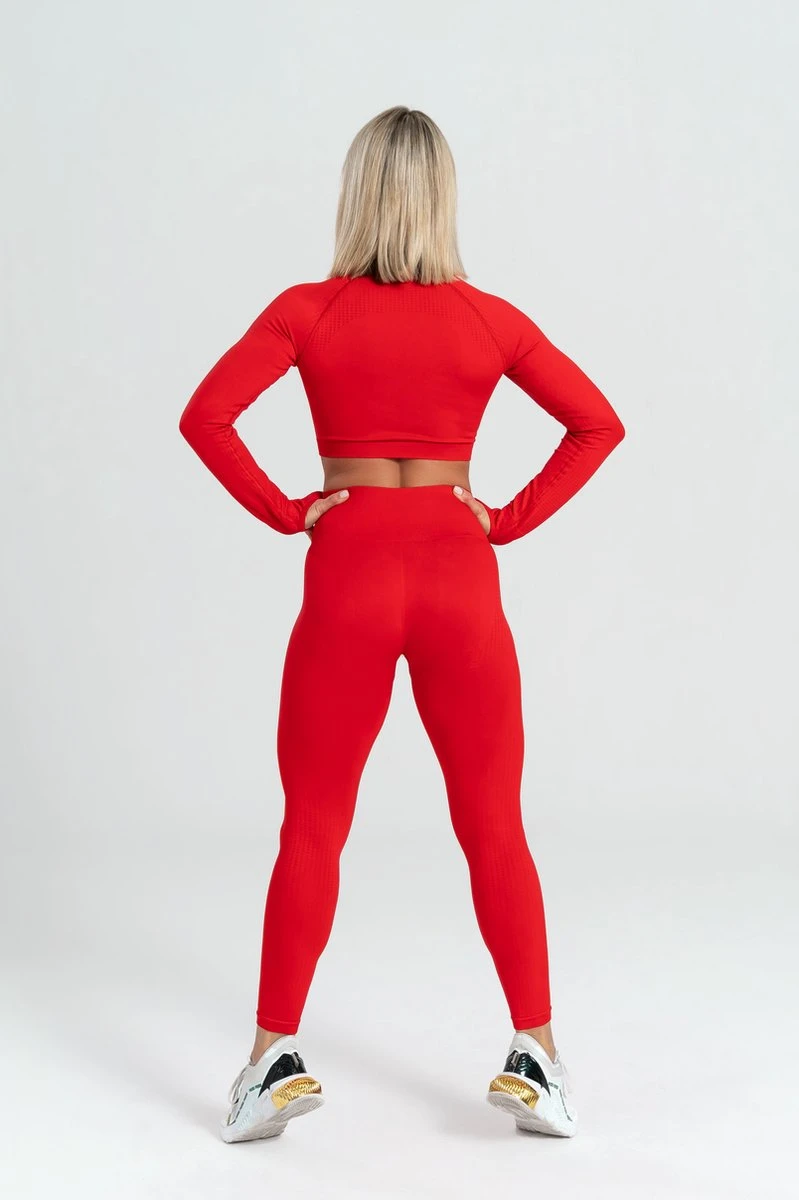 Mives® Sportlegging En Top - Yoga - Fitness Set - Scrunch Butt - Dames Legging - Sportkleding - Fashion Legging - Broeken - Gym Sports - Legging Fitness Wear - High Waist - ROOD - Maat M - LANGE MOUW 10 Mives® Sportlegging En Top - Yoga - Fitness Set - Scrunch Butt - Dames Legging - Sportkleding - Fashion Legging - Broeken - Gym Sports - Legging Fitness Wear - High Waist - ROOD - Maat M - LANGE MOUW - Afbeelding 8