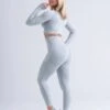 Mives® Sportlegging En Top - Yoga - Fitness Set - Scrunch Butt - Dames Legging - Sportkleding - Fashion Legging - Broeken - Gym Sports - Legging Fitness Wear - High Waist - LICHTGRIJZE - Maat M - LANGE MOUW -Merkloos Winkel 799x1200 75