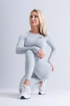 Mives® Sportlegging En Top - Yoga - Fitness Set - Scrunch Butt - Dames Legging - Sportkleding - Fashion Legging - Broeken - Gym Sports - Legging Fitness Wear - High Waist - LICHTGRIJZE - Maat M - LANGE MOUW -Merkloos Winkel 799x1200 76