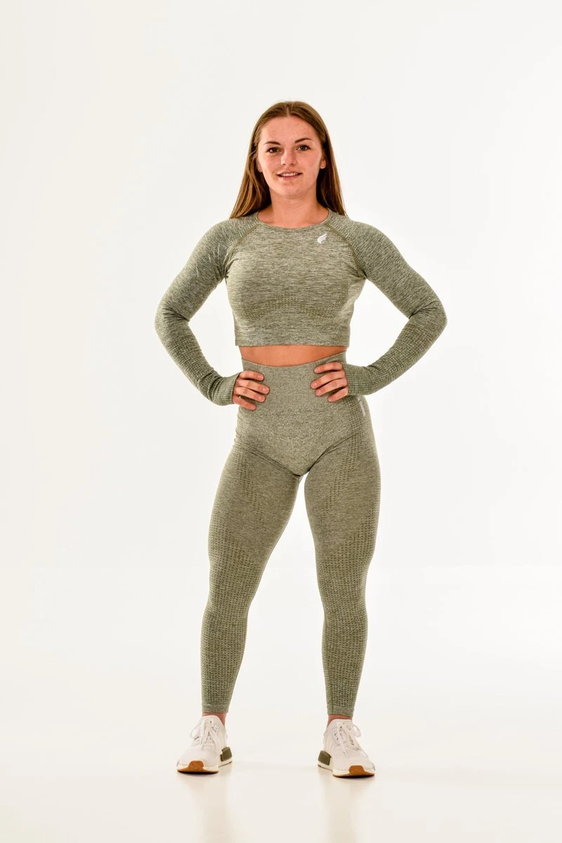Vital Sportoutfit / Sportkleding Set Voor Dames / Fitnessoutfit Legging + Sport Top (olive-grey) 7 Vital Sportoutfit / Sportkleding Set Voor Dames / Fitnessoutfit Legging + Sport Top (olive-grey) - Afbeelding 5