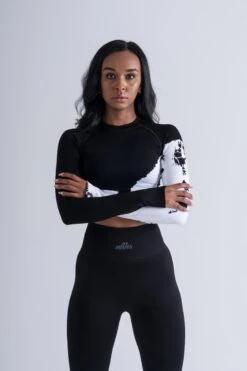 Mives® Sportlegging En Top - Yoga - Fitness Set - Scrunch Butt - Dames Legging - Sportkleding - Fashion Legging - Broeken - Gym Sports - Legging Fitness Wear - High Waist - ZWART BATIK - Maat S - LANGEMOUW -Merkloos Winkel 800x1200 179