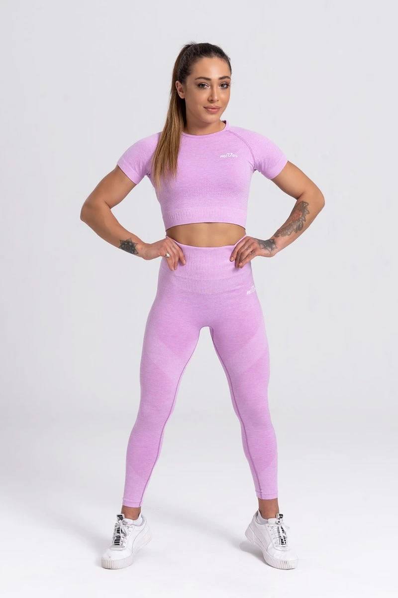 Mives® Sportlegging En Top - Yoga - Fitness Set - Scrunch Butt - Dames Legging - Sportkleding - Fashion Legging - Broeken - Gym Sports - Legging Fitness Wear - High Waist - LILA - Maat S - KORTE MOUWEN 3 Mives® Sportlegging En Top - Yoga - Fitness Set - Scrunch Butt - Dames Legging - Sportkleding - Fashion Legging - Broeken - Gym Sports - Legging Fitness Wear - High Waist - LILA - Maat S - KORTE MOUWEN