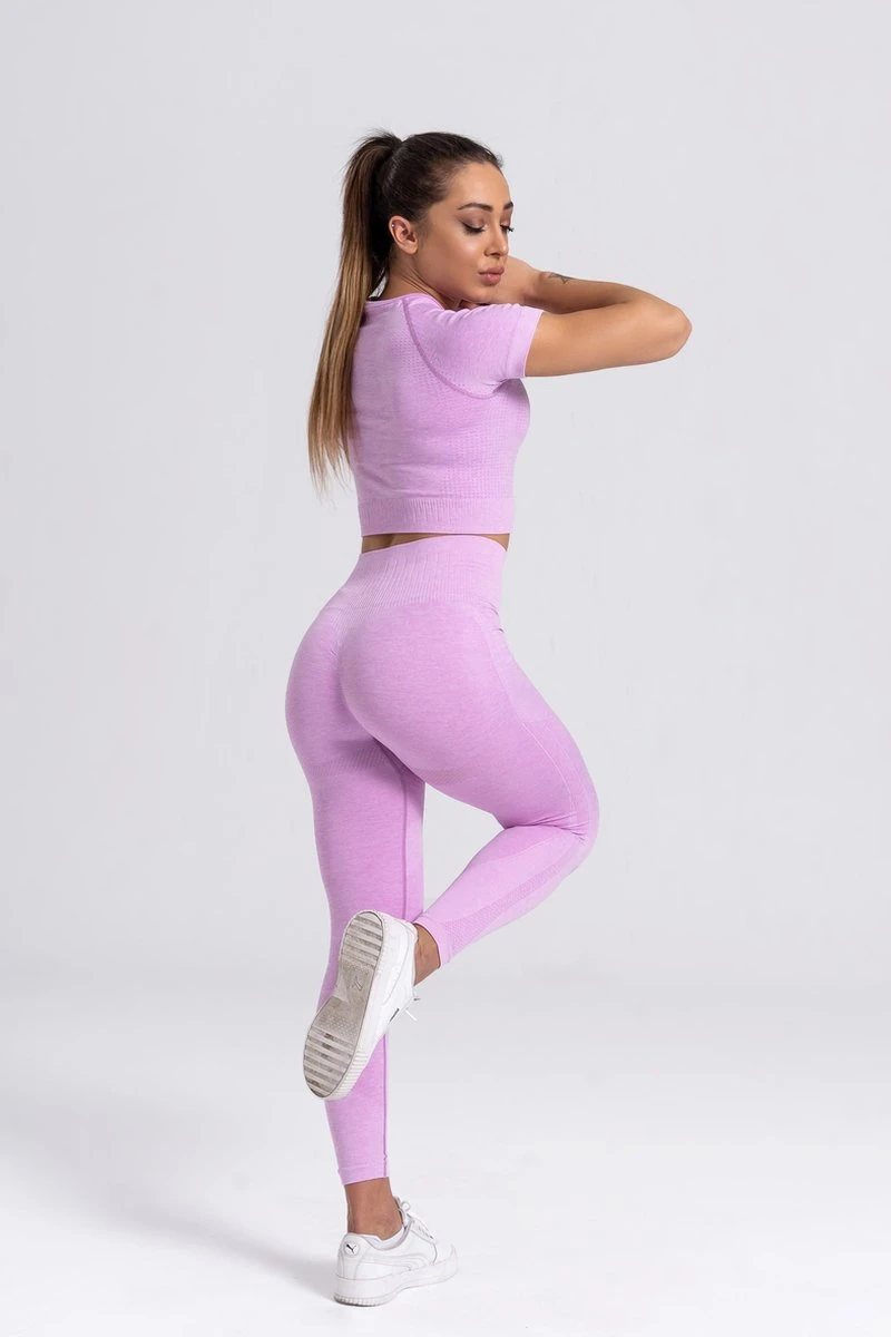 Mives® Sportlegging En Top - Yoga - Fitness Set - Scrunch Butt - Dames Legging - Sportkleding - Fashion Legging - Broeken - Gym Sports - Legging Fitness Wear - High Waist - LILA - Maat S - KORTE MOUWEN 7 Mives® Sportlegging En Top - Yoga - Fitness Set - Scrunch Butt - Dames Legging - Sportkleding - Fashion Legging - Broeken - Gym Sports - Legging Fitness Wear - High Waist - LILA - Maat S - KORTE MOUWEN - Afbeelding 5