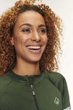 Active Panther T-shirt Julia Solid Zip Army Green, Dames Loopshirt Sport Training Shirt Met Lange Mouwen, -Merkloos Winkel 800x1200 252