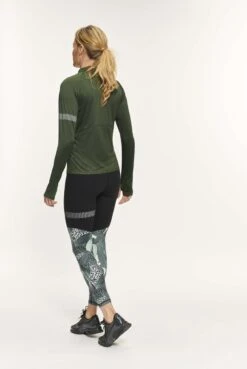 Active Panther T-shirt Julia Solid Zip Army Green, Dames Loopshirt Sport Training Shirt Met Lange Mouwen, -Merkloos Winkel 803x1200 18