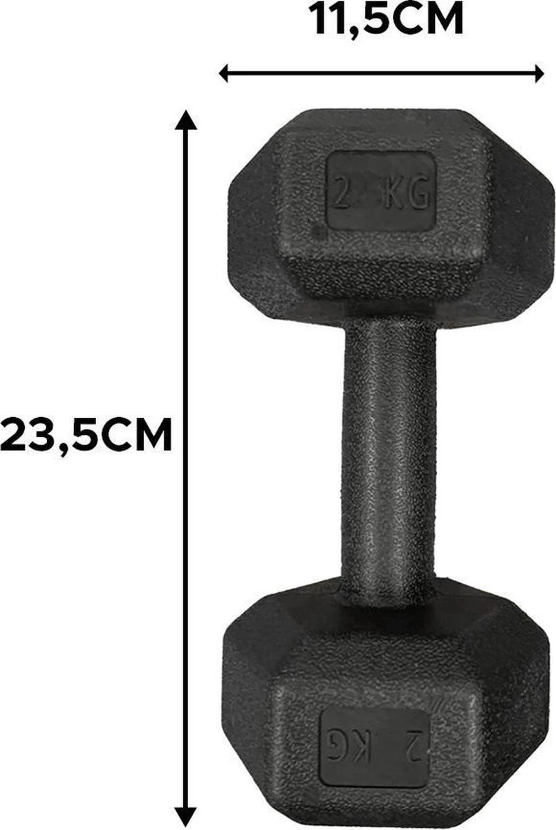 Merkloos Dumbbells - Set Van 2x 2kg - Zwart 4 Merkloos Dumbbells - Set Van 2x 2kg - Zwart - Afbeelding 2
