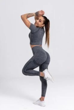 Mives® Sportlegging En Top - Yoga-outfit - Fitness Set - Scrunch Butt - Dames Legging - Sportkleding - Fashion Legging - Broeken - Gym Sports - Legging Fitness Wear - High Waist - GRIJS - Maat M - KORTE MOUWEN -Merkloos Winkel 805x1200 6