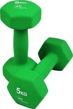 JPS Sports® Dumbells - Gewichten - Dumbells 5kg - Dumbells Set 2 X 5 Kg - Zeshoekig - Duurzaam - Groen