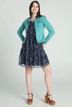 Cassis Kort, Effen Jeansjasje Met Daimlook En Knopen -Merkloos Winkel 809x1200 5