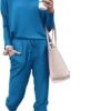 Stijlvolle Dames Huispak / Tracksuit / Joggingspak | 2-Delig Home Wear / Trainingspak | Sport Kleding | Blauw - M -Merkloos Winkel 820x1200 10