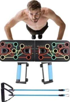 Merkloos Push Up Bord- 14 In 1-Met Trainingtubes-triceps- Biceps- Rug- Borst- Thuis- Trainen