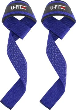 U Fit OneÂ® Blauw Lifting Straps - Anti Slip Deadlift Straps - Padded Straps - Bodybuilding - Gewichtshef - Powerlifting - Wrist Wraps - Fitness - Lifting Belt - Gym Straps - Ufitone