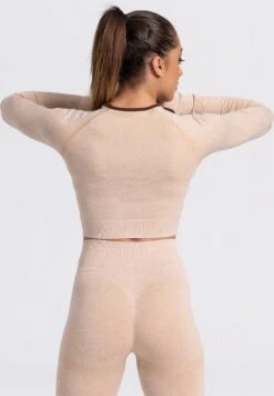 Mives® Sportlegging En Top - Yoga-outfit - Fitness Set - Scrunch Butt - Dames Legging - Sportkleding - Fashion Legging - Broeken - Gym Sports - Legging Fitness Wear - High Waist - BEIGE - Maat XS - LANGE MOUW -Merkloos Winkel 833x1200 15