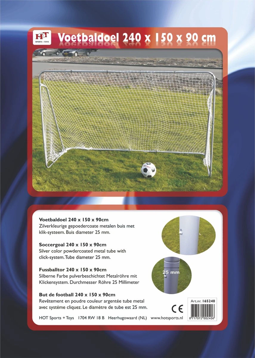 Hot Sports Voetbaldoel Buis 240 X 150 X 90 Cm 4 Hot Sports Voetbaldoel Buis 240 X 150 X 90 Cm - Afbeelding 2