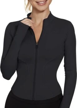 Merkloos Sportjas - Sportjack - Sportvest - Trainingsjas - Trainingsjacket - Trainingsvest - BBL Jacket - Afslankend - Getailleerd- Met Rits - Slim Fit - Zwart - S/M -Merkloos Winkel 858x1200 12