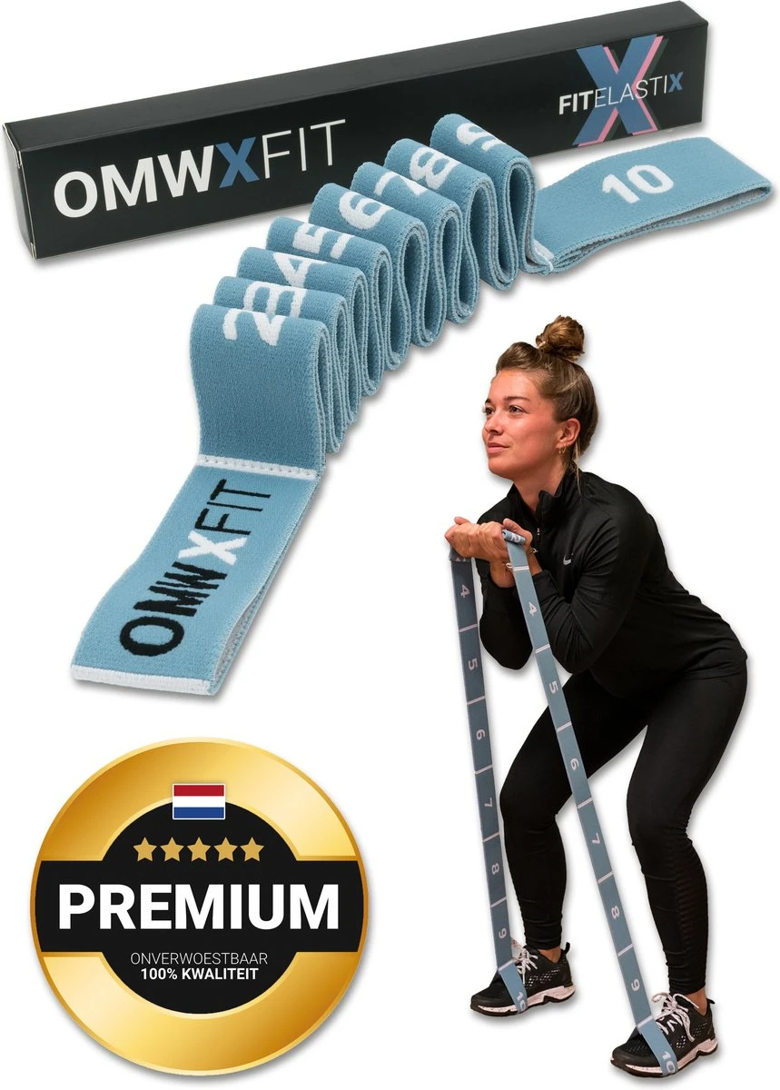 FITELASTIX® Premium Weerstandsband Lang - Full Body - Alles In 1 - Voor Elk Niveau - Resistance Band - Fitness Elastiek - Sport Elastiek Fitness - Met Handvatten - Inclusief Instructievideo's - Blauw 3 FITELASTIX® Premium Weerstandsband Lang - Full Body - Alles In 1 - Voor Elk Niveau - Resistance Band - Fitness Elastiek - Sport Elastiek Fitness - Met Handvatten - Inclusief Instructievideo's - Blauw