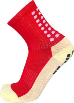 Merkloos Gripsokken Voetbal Rood- Sportsokken - Grip - One Size - Anti Blaren - Compressie - Prestatieverhogend - Tennis - Hardlopen - Handbal - Sporten - Fitness - Tennissokken