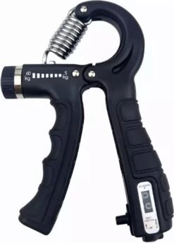 Merkloos Handtrainer 10 Tot 60kg Met Teller - Zwart - Handknijper- Knijphalter - Armtrainer – Gewichten - Hand Knijper Set - Handgripper - Hand Gripper - Grip - Onderarm Trainer - Buigveer – Grip Trainer - Vinger - Hand Spier - Fitness - Ixen