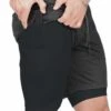 Merkloos 2 In 1 Short Sportbroek Met Mobiel Zak Heren - Zwart - Maat XL (Valt Klein)