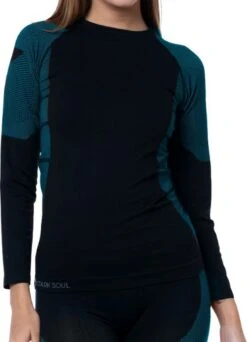 Dames Sportset - Thermo - Sportshirt Met Lange Mouwen - Sportlegging Lang - Quick Dry - Zwart/Turquoise - Maat L/XL -Merkloos Winkel 866x1200 1