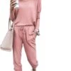 Stijlvolle Dames Huispak / Tracksuit / Joggingspak | 2-Delig Home Wear / Trainingspak | Sport Kleding | Roze - M -Merkloos Winkel 889x1200 11