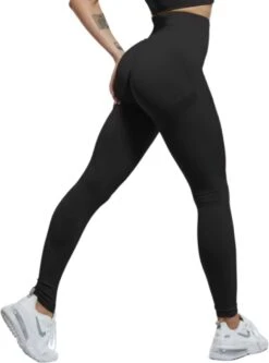 Merkloos Sportlegging Dames - Sportkleding Dames - Sportbroek Dames - Sportlegging - Push Up - Shape Legging -Tiktok Legging - Sportlegging Dames High Waist - Hardloopbroek Dames - Yoga Legging Dames - Zwart Maat S